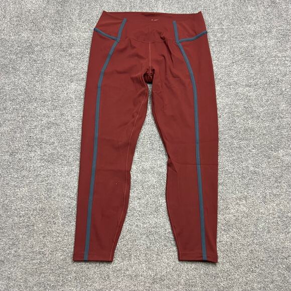 Nike One Leggings Womens XL Dark Team Red Dri Fit Tight Fit High Waisted Pull On - Picture 1 of 13